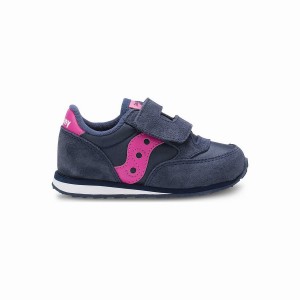 Saucony Baby Jazz Hook & Loop Joggesko Barn Marineblå Rosa | S73064-W46