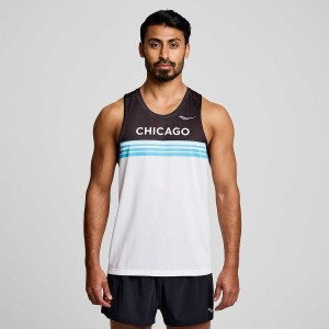 Saucony Chicago Stopwatch Singlet Tank Top Herre Hvite | S47361-M57