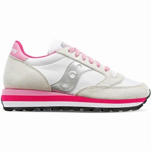 Saucony Jazz Triple Joggesko Dame Hvite Grå Rosa | S87624-B36