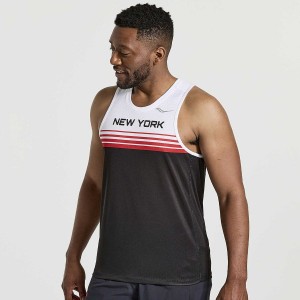 Saucony NYC Stopwatch Singlet Tank Top Herre Hvite Svarte | S15642-D75