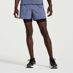 Saucony Outpace 4" 2-in-1 Shorts Herre Blå | S45108-X27