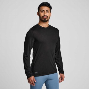 Saucony Peregrine Merino Long Sleeve T-skjorte Herre Svarte | S84962-H17