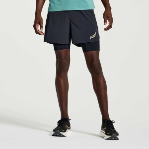 Saucony Pinnacle 2-in-1 Shorts Herre Svarte | S46793-X56