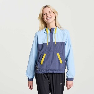 Saucony Rested Anorak Topper Dame Blå | S54761-L91