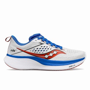 Saucony Ride 17 Løpesko Herre Hvite Dyp Blå | S13675-C12