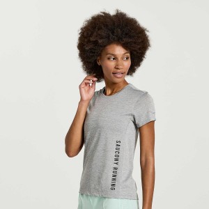 Saucony Stopwatch Grafiske Kort Sleeve T-skjorte Dame Lyse Grå | S30958-S21