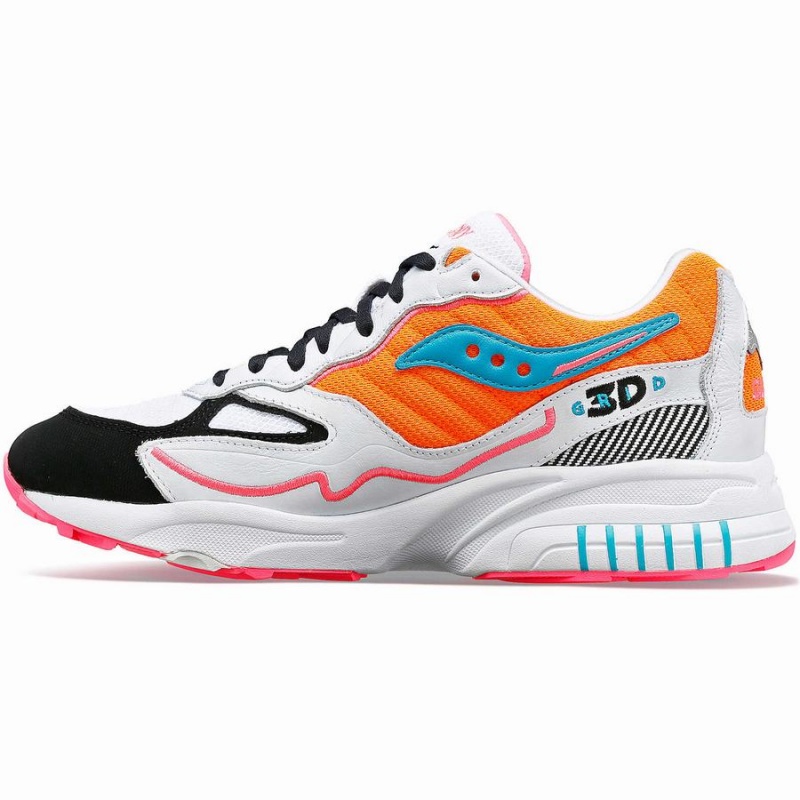 Saucony 3D Grid Hurricane Joggesko Dame Hvite Oransje | S48093-D91