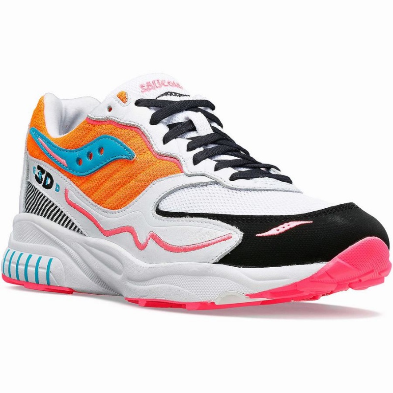 Saucony 3D Grid Hurricane Joggesko Dame Hvite Oransje | S48093-D91