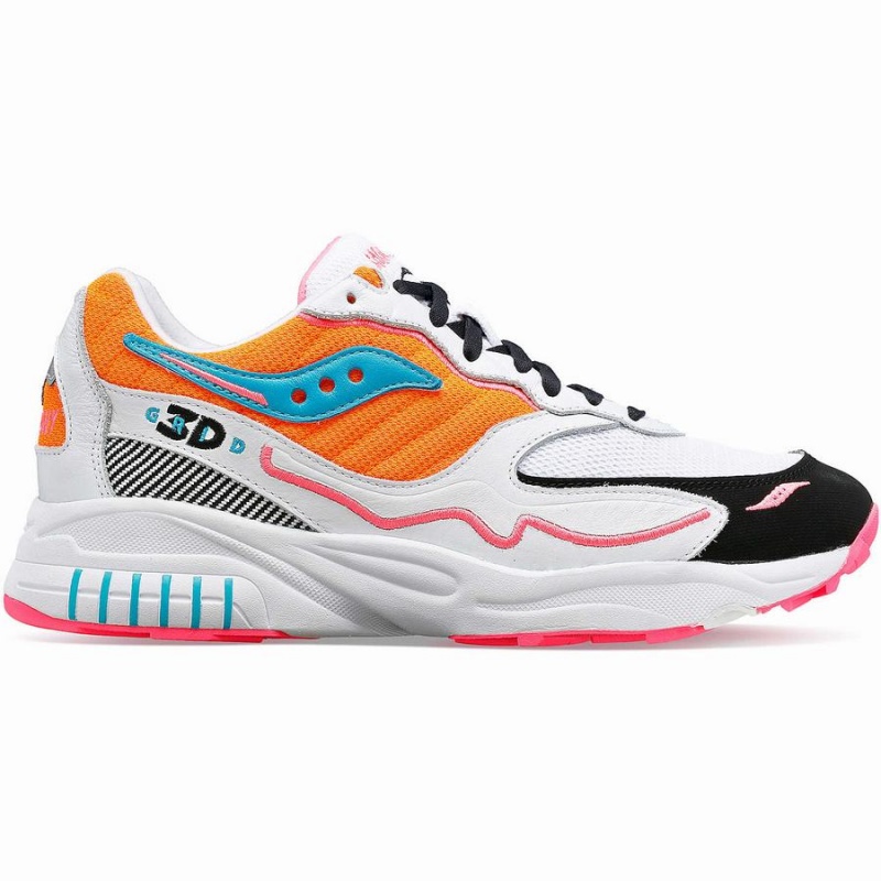 Saucony 3D Grid Hurricane Joggesko Dame Hvite Oransje | S48093-D91