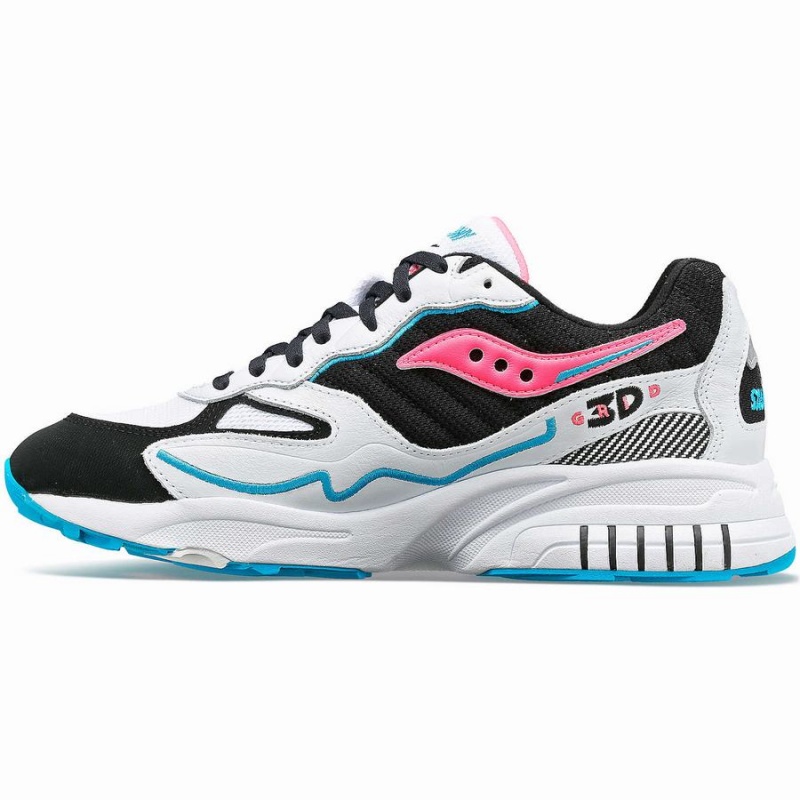 Saucony 3D Grid Hurricane Joggesko Dame Hvite Svarte Rosa | S79654-F72