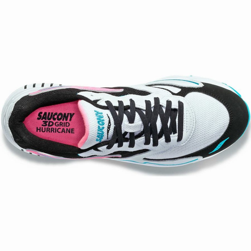 Saucony 3D Grid Hurricane Joggesko Dame Hvite Svarte Rosa | S79654-F72