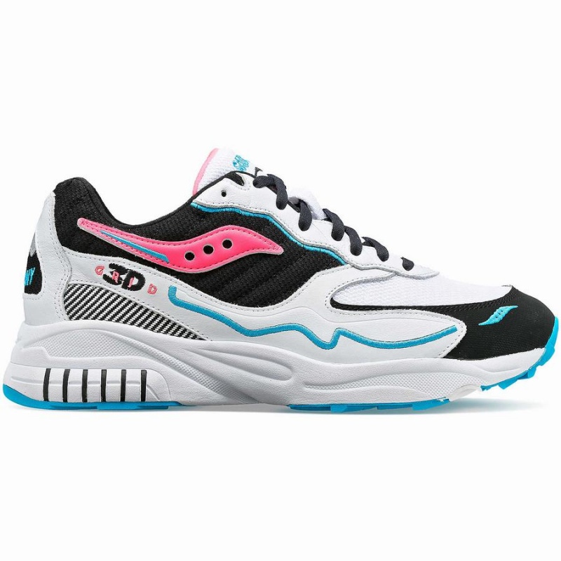 Saucony 3D Grid Hurricane Joggesko Dame Hvite Svarte Rosa | S79654-F72