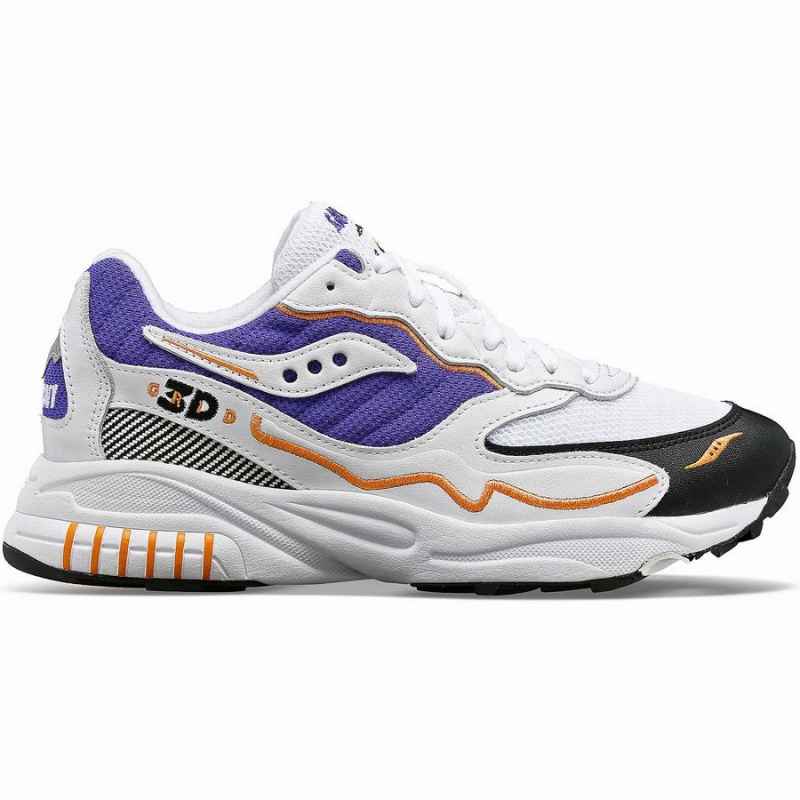 Saucony 3D Grid Hurricane Joggesko Dame Hvite Lilla | S03978-H54