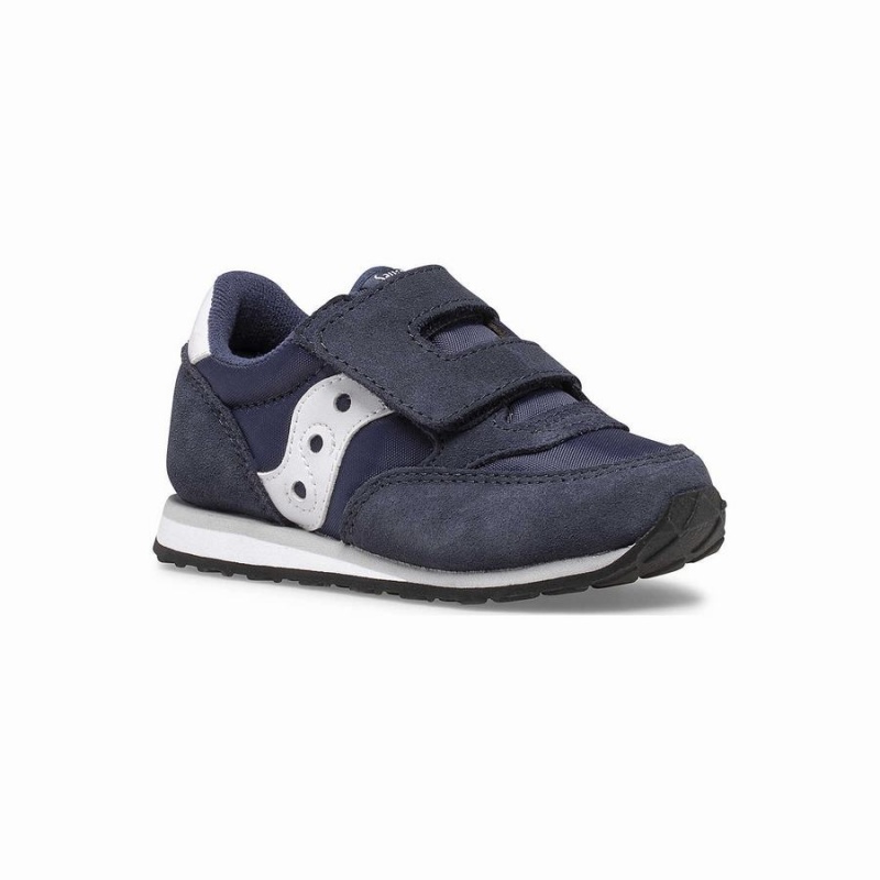 Saucony Baby Jazz Hook & Loop Joggesko Barn Marineblå Hvite | S70329-G71