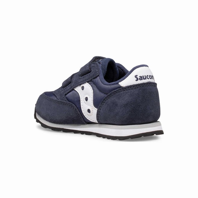 Saucony Baby Jazz Hook & Loop Joggesko Barn Marineblå Hvite | S70329-G71