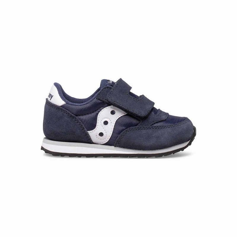 Saucony Baby Jazz Hook & Loop Joggesko Barn Marineblå Hvite | S70329-G71