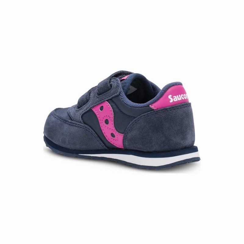 Saucony Baby Jazz Hook & Loop Joggesko Barn Marineblå Rosa | S73064-W46