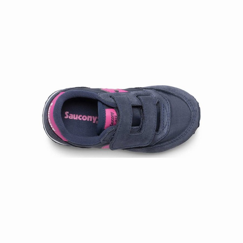 Saucony Baby Jazz Hook & Loop Joggesko Barn Marineblå Rosa | S73064-W46