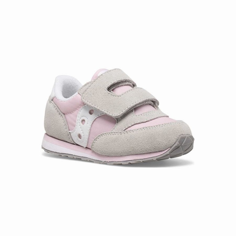 Saucony Baby Jazz Hook & Loop Joggesko Barn Grå Rosa Hvite | S05381-T20