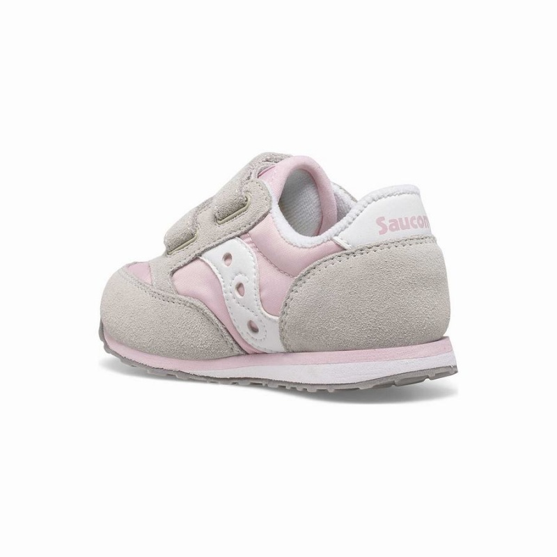 Saucony Baby Jazz Hook & Loop Joggesko Barn Grå Rosa Hvite | S05381-T20