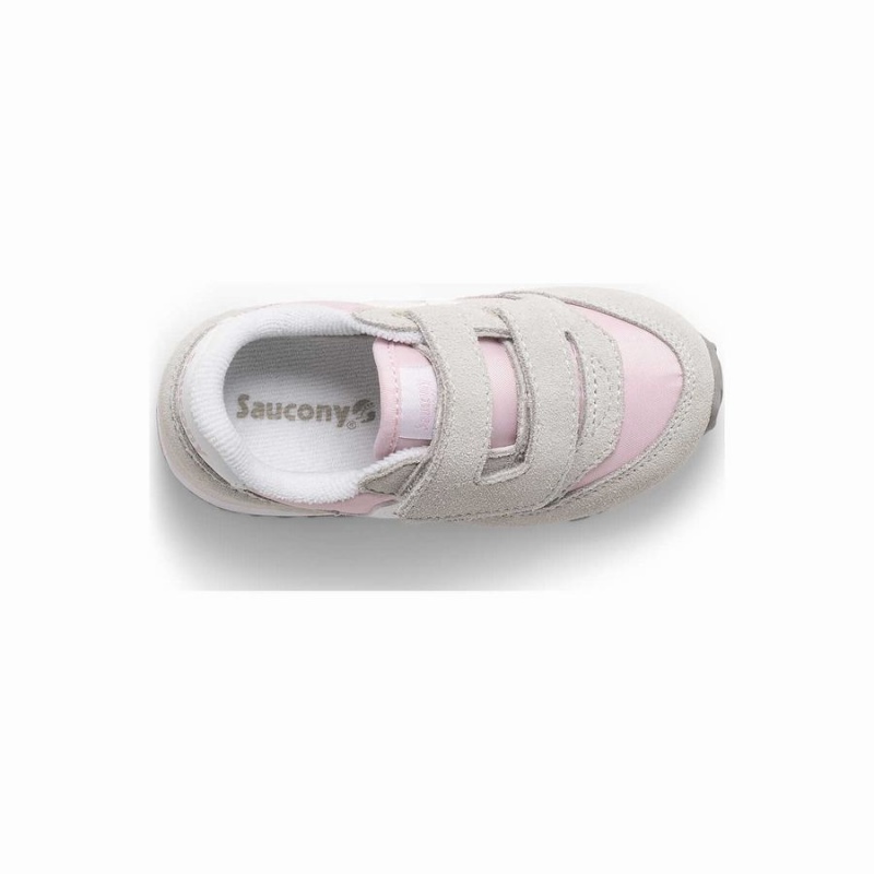 Saucony Baby Jazz Hook & Loop Joggesko Barn Grå Rosa Hvite | S05381-T20