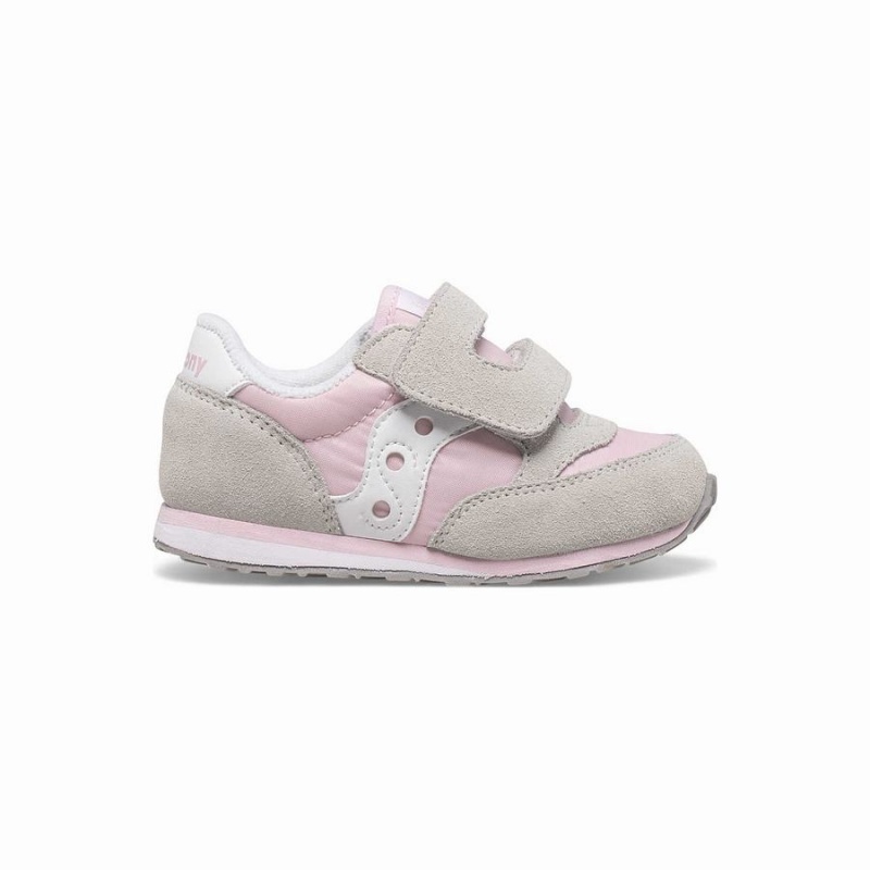 Saucony Baby Jazz Hook & Loop Joggesko Barn Grå Rosa Hvite | S05381-T20