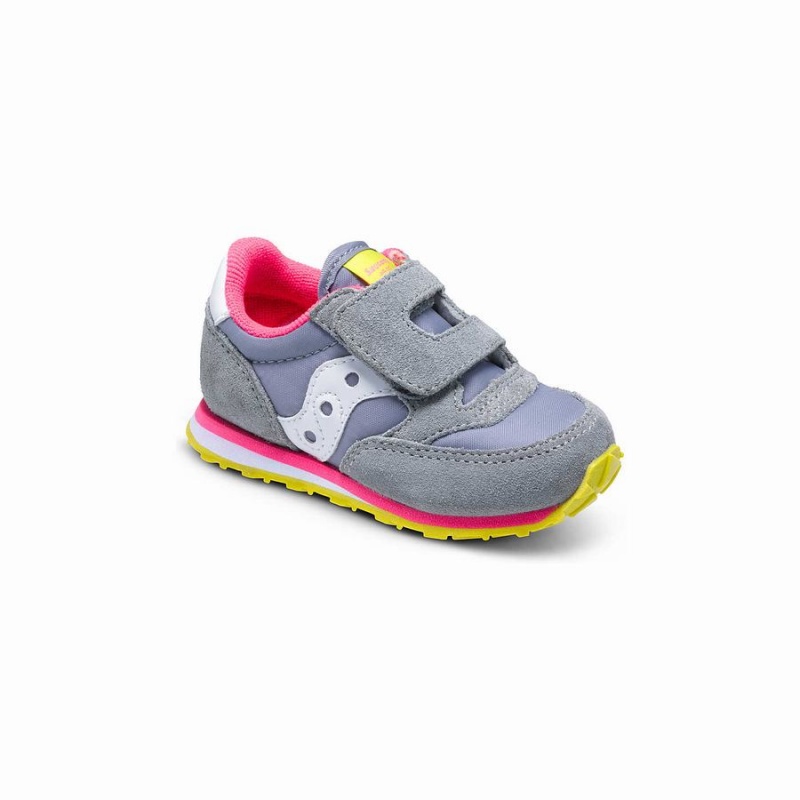 Saucony Baby Jazz Hook & Loop Joggesko Barn Grå Rosa | S73169-Y43