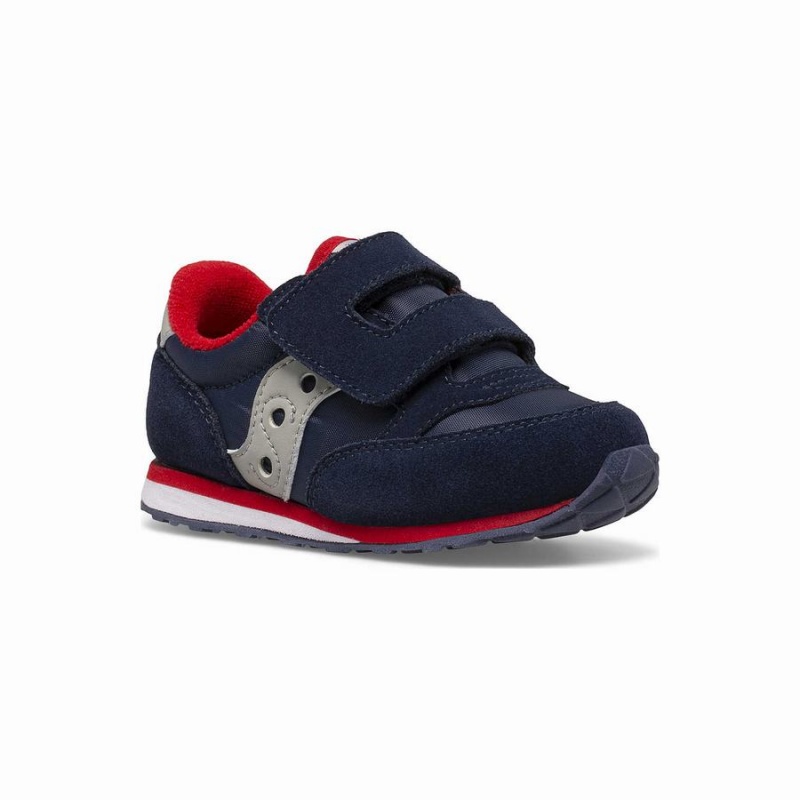 Saucony Baby Jazz Hook & Loop Joggesko Barn Marineblå Grå Rød | S17536-X43