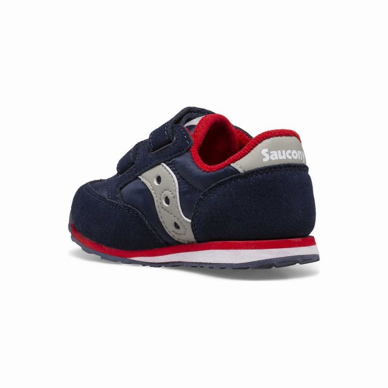 Saucony Baby Jazz Hook & Loop Joggesko Barn Marineblå Grå Rød | S17536-X43