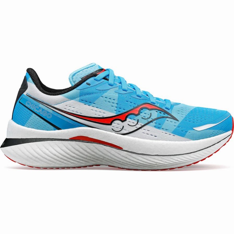 Saucony Chicago Endorphin Speed 3 Løpesko Dame Blå Hvite Rød | S98145-Z06