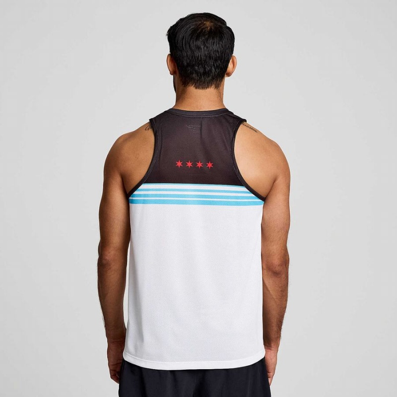 Saucony Chicago Stopwatch Singlet Tank Top Herre Hvite | S47361-M57