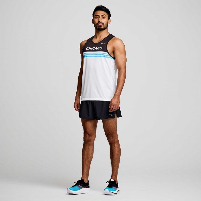 Saucony Chicago Stopwatch Singlet Tank Top Herre Hvite | S47361-M57