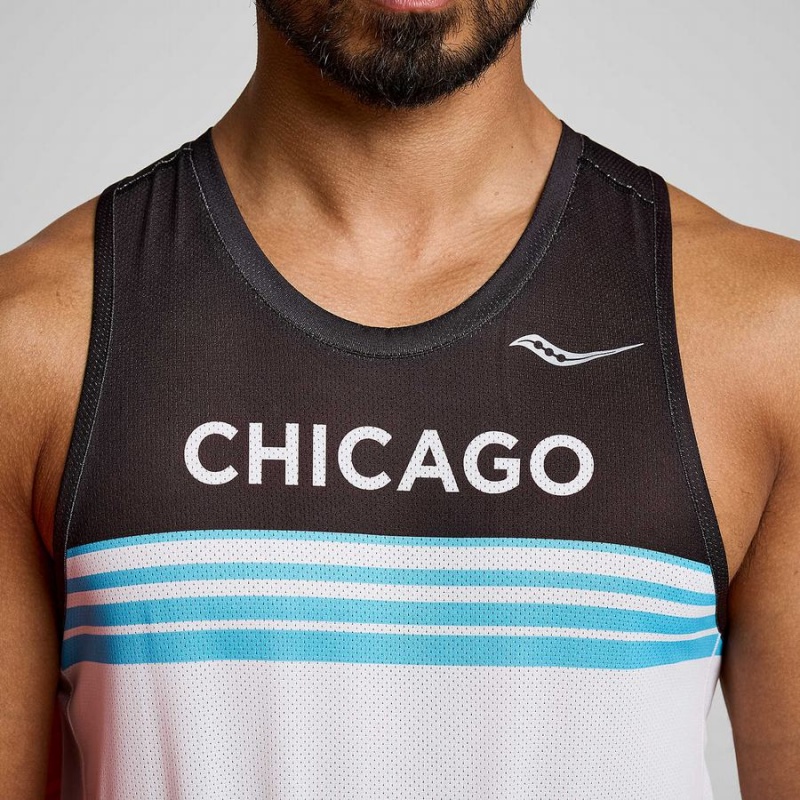 Saucony Chicago Stopwatch Singlet Tank Top Herre Hvite | S47361-M57