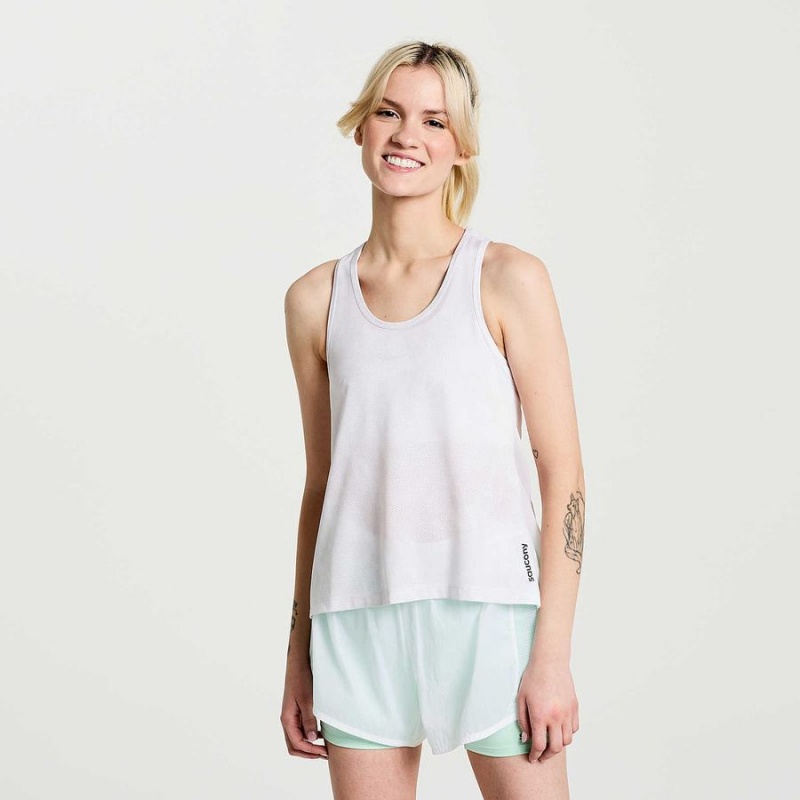 Saucony Elevate Tank Top Dame Hvite | S84306-D04