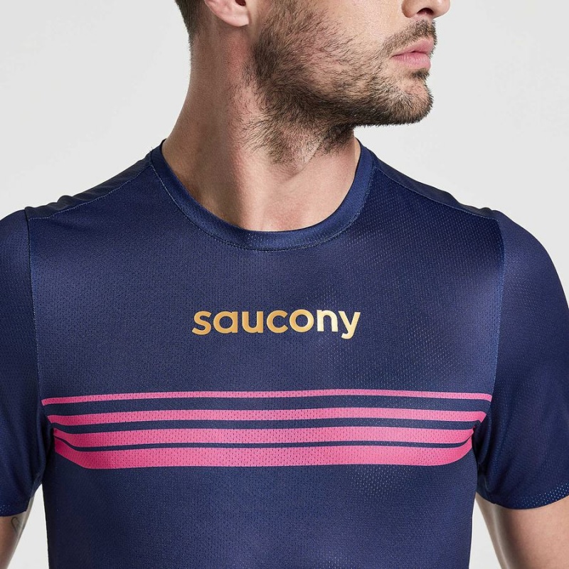 Saucony Elite Kort Sleeve T-skjorte Herre Marineblå | S63702-H82