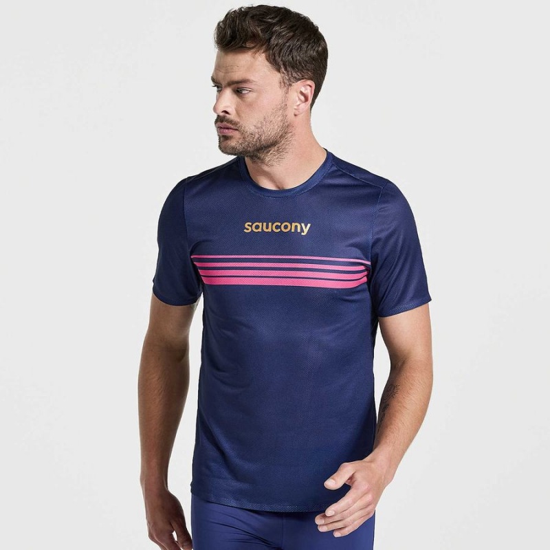 Saucony Elite Kort Sleeve T-skjorte Herre Marineblå | S63702-H82