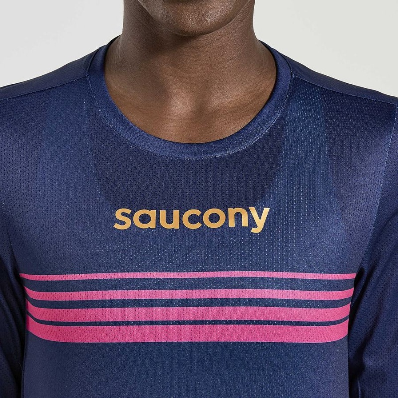 Saucony Elite Long Sleeve T-skjorte Dame Marineblå | S81259-M51