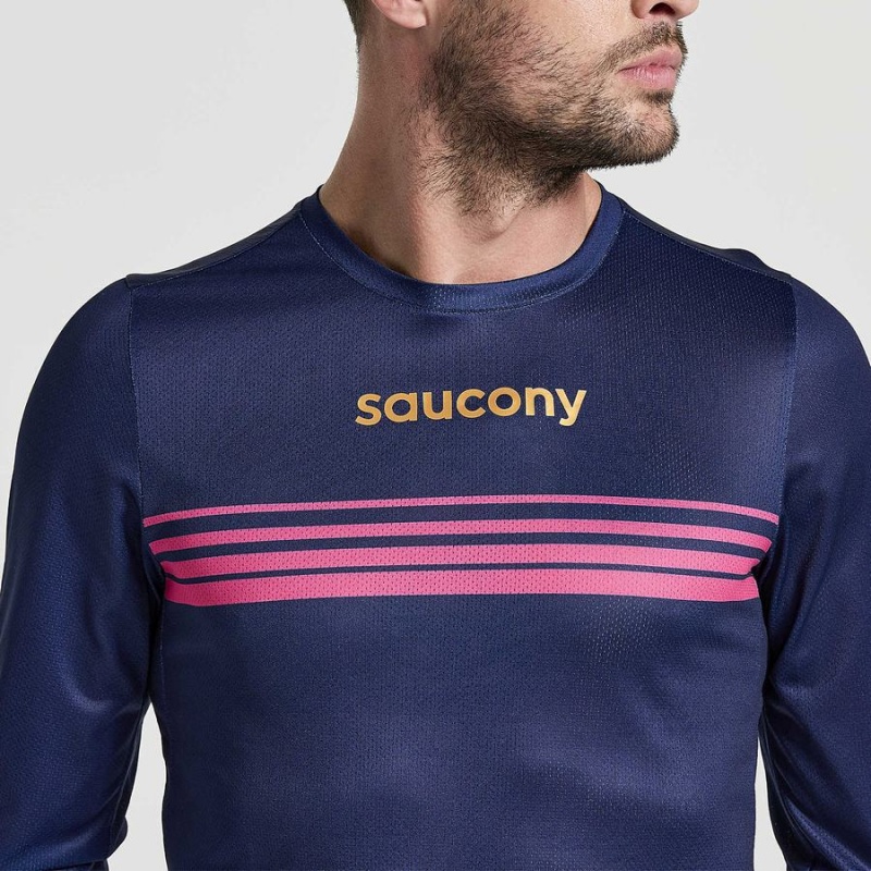 Saucony Elite Long Sleeve T-skjorte Herre Marineblå | S67438-U82