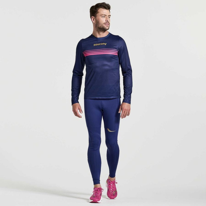 Saucony Elite Long Sleeve T-skjorte Herre Marineblå | S67438-U82