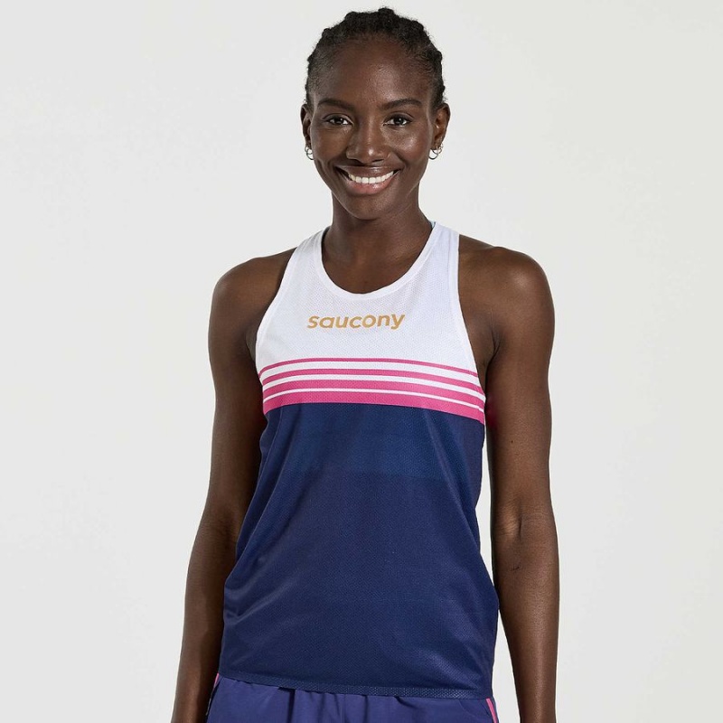 Saucony Elite Singlet Tank Top Dame Marineblå | S09768-C49