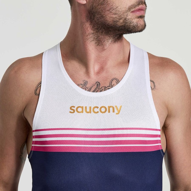 Saucony Elite Singlet Tank Top Herre Marineblå | S10298-C15