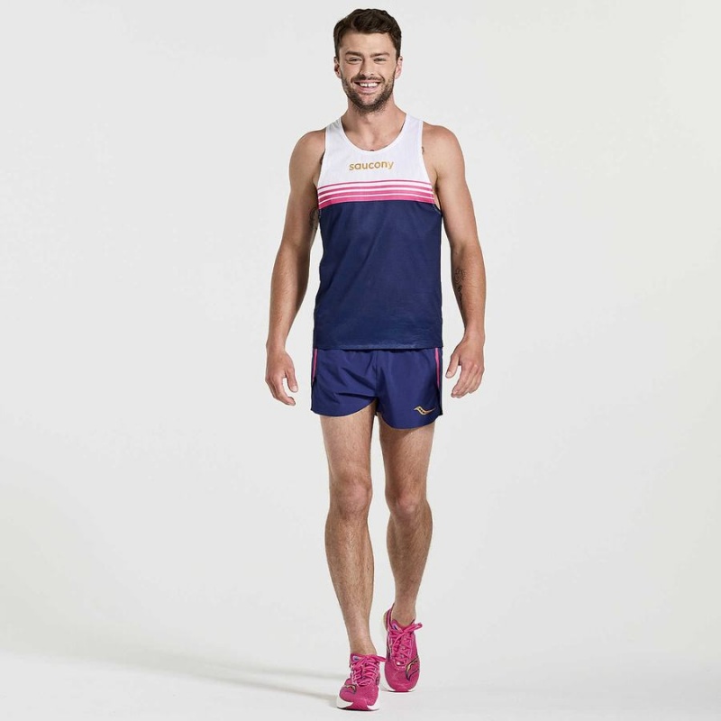 Saucony Elite Singlet Tank Top Herre Marineblå | S10298-C15