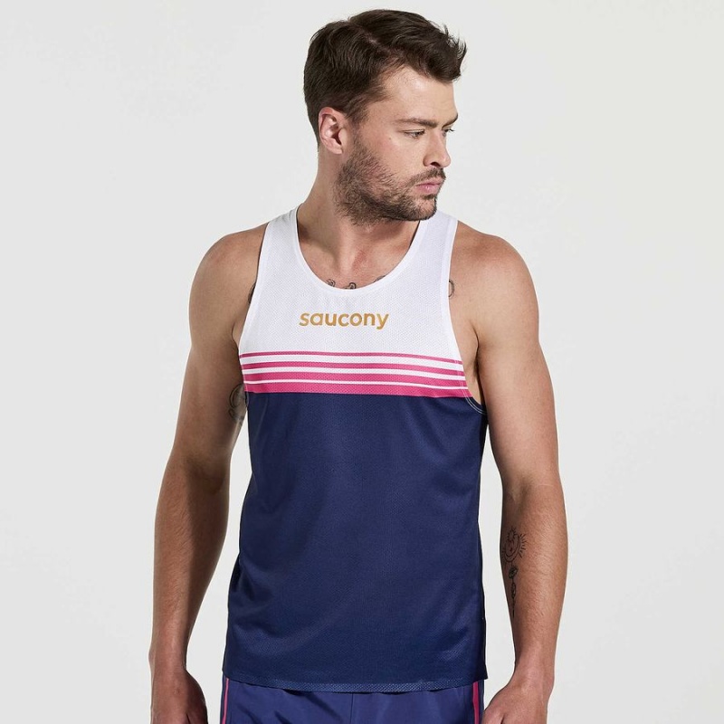 Saucony Elite Singlet Tank Top Herre Marineblå | S10298-C15