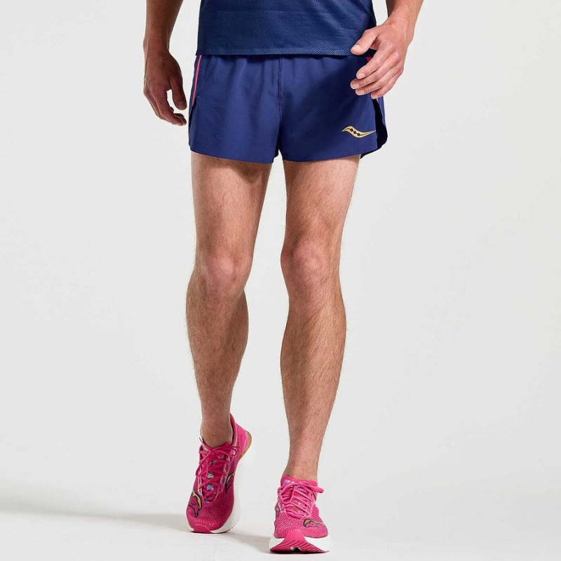 Saucony Elite Split Shorts Herre Marineblå | S84530-U90