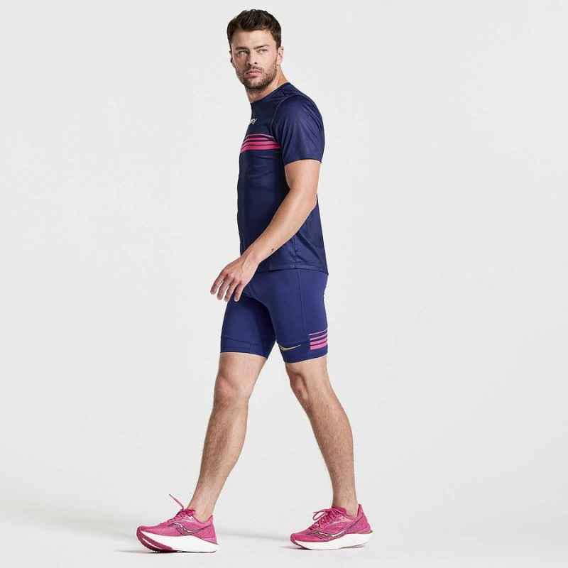 Saucony Elite Tight Shorts Herre Marineblå | S71904-Y04