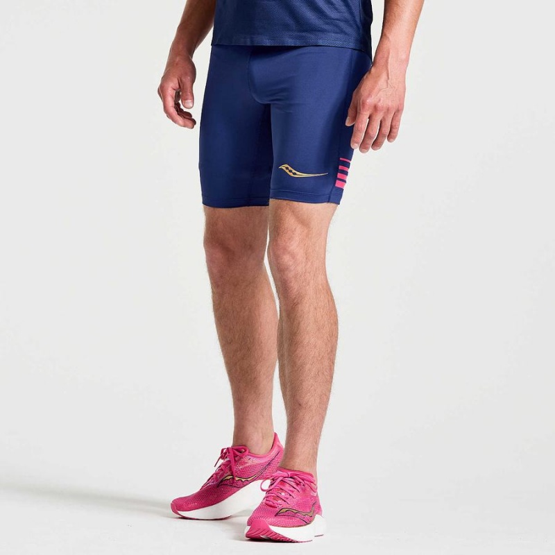 Saucony Elite Tight Shorts Herre Marineblå | S71904-Y04