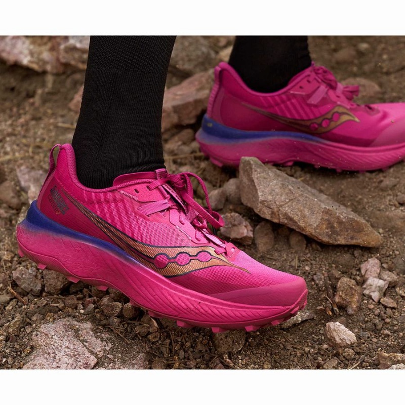 Saucony Endorphin Edge Trail Løpesko Dame Rosa Marineblå | S73642-Y93