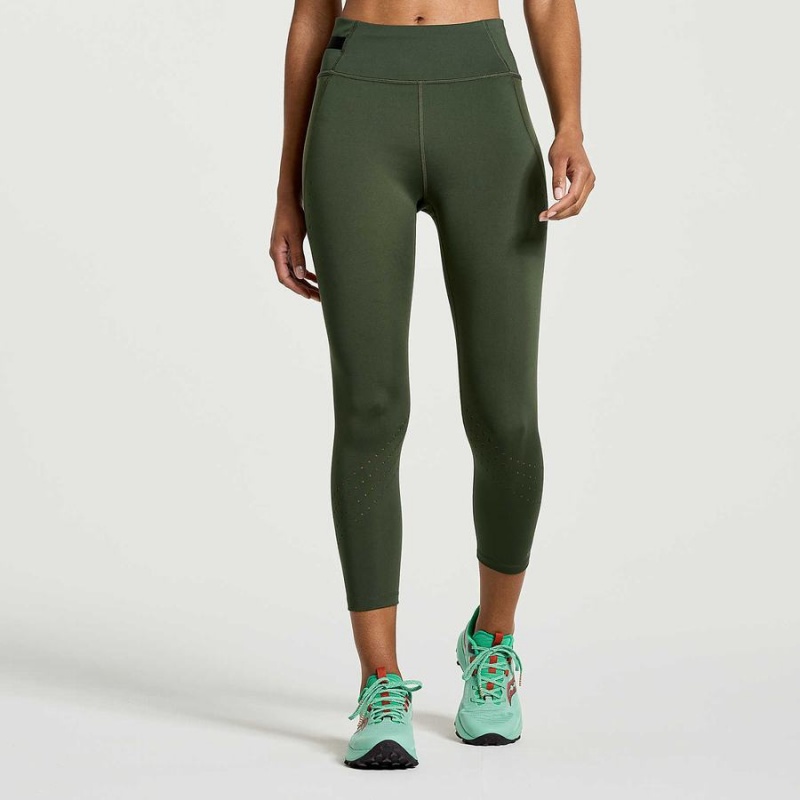 Saucony Explorer Utility Crop Tights Dame Mørke Grønn | S10426-B61