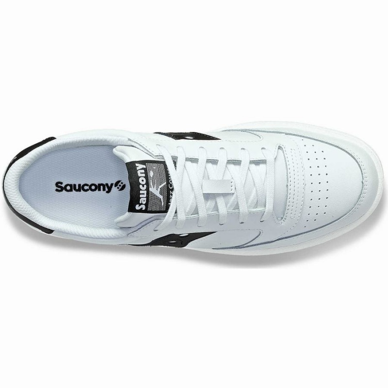 Saucony Jazz Court PU Joggesko Dame Hvite Svarte | S09324-Q36