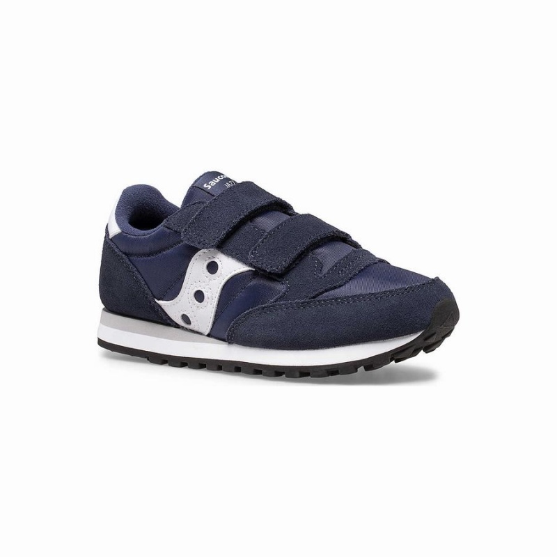 Saucony Jazz Double Hook & Loop Joggesko Barn Marineblå Hvite | S83720-S92